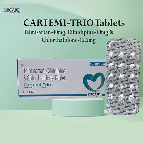 Product Name: Cartemi Trio, Compositions of Cartemi Trio are Telmisartan 40 mg, Cilnidipine 10 mg and Chlorthalidone 12.5 mg - BSA Pharma Inc