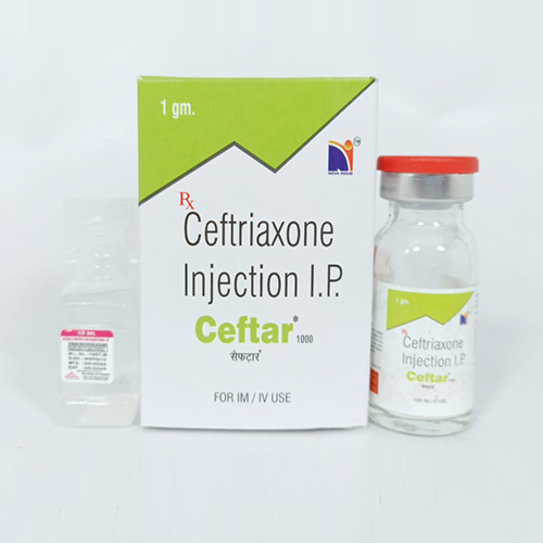 Product Name: Ceftar 1 gm, Compositions of Ceftar 1 gm are Ceftriaxone Injection IP - Nova Indus Pharmaceuticals