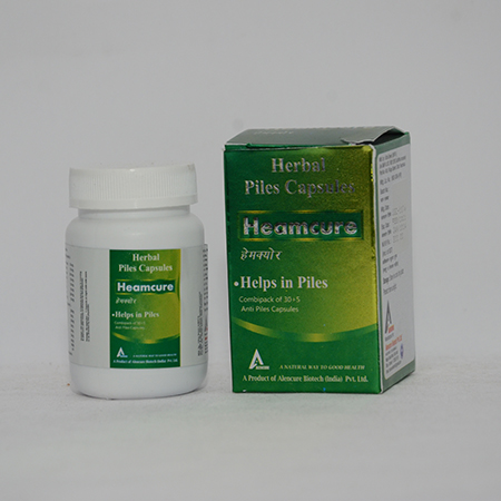 Product Name: HEAMCURE, Compositions of HEAMCURE are Herbal Piles Capsules - Alencure Biotech Pvt Ltd