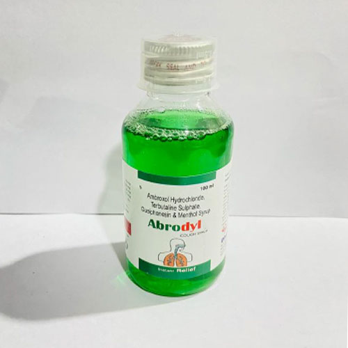 Product Name: Abrodyl, Compositions of Abrodyl are Ambroxol Hydrochloride Terbutaline Sulphate Guaiphenesin and Menthol Syrup - Disan Pharma