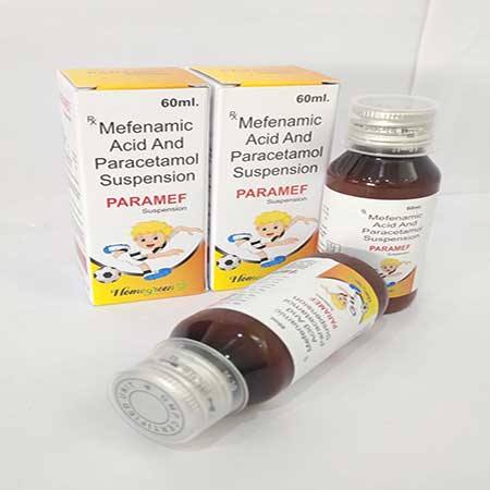 Product Name: Paramef, Compositions of Paramef are Mefenamic Acid & Paracetamol Suspension - Abigail Healthcare