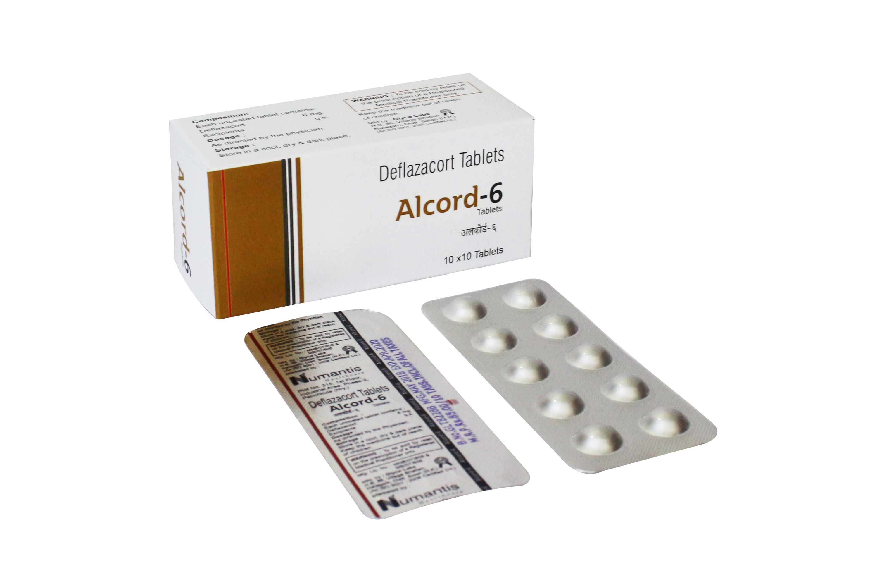 Product Name: Alcord 6, Compositions of Alcord 6 are Deflazacort Tablets - Numantis Healthcare