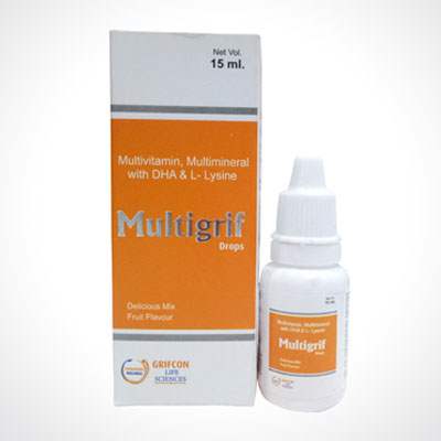 Product Name: MULTIGRIF, Compositions of Multivitamin, multimineral drops are Multivitamin, multimineral drops - Alardius Healthcare