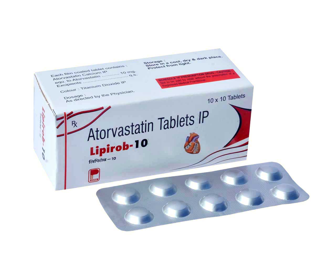 Product Name: Lipirob 10, Compositions of Lipirob 10 are Atorvastatin Tablets IP - Park Pharmaceuticals