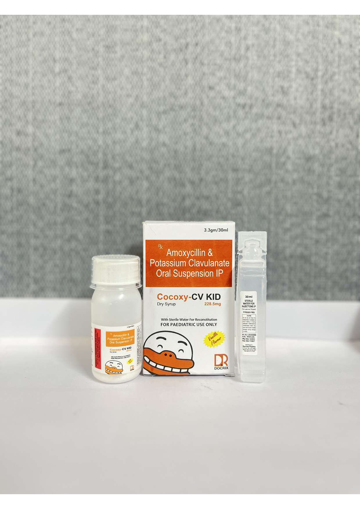 Product Name: Cocoxy CV KID, Compositions of Cocoxy CV KID are Amoxycilin & Potassium Clavulanate Oral Suspension IP - Docrix Healthcare
