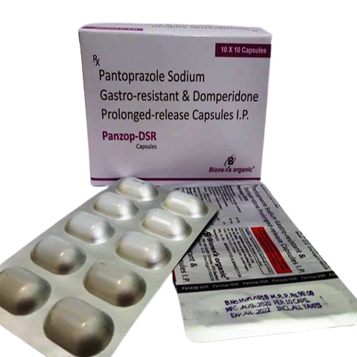 Product Name: Panzop DSR, Compositions of Panzop DSR are PANTOPRAZOLE 40 MG  DOMPERIDONE 30 MG SR  - Bionexa Organic