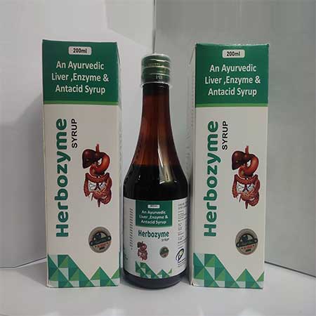 Product Name: Herbozyme, Compositions of Herbozyme are An ayurvedic Liver Enzyme & Antacid Syrup - Dakgaur Healthcare