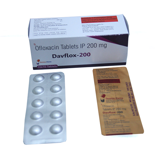 Product Name: Davflox 200, Compositions of Davflox 200 are Ofloxacin Tablets IP 200mg - Davemax Pharma