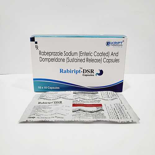Product Name: Rabiript DSR, Compositions of Rabiript DSR are Rabeprazole Sodium (Enteric Coated) And Domperidone (Sustained Release) Capsules - Kript Pharmaceuticals