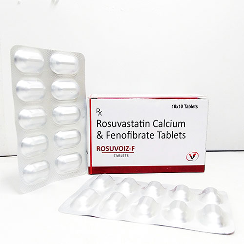 Product Name: Rosuvoiz F, Compositions of Rosuvoiz F are ROSUVASTATIN 10MG + FENOFIBRATE 160MG - Voizmed Pharma Private Limited
