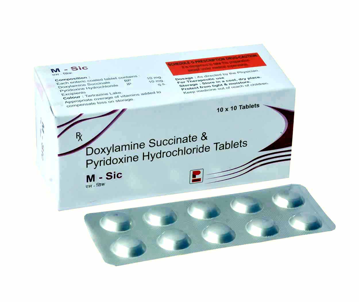 Product Name: M Sic, Compositions of M Sic are Doxylamine Succinate Pyridoxine Hydrochloride Tablets - Park Pharmaceuticals