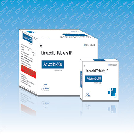 Product Name: Adyzolid 600, Compositions of Adyzolid 600 are Linezolid Tablets IP - Elkos Healthcare Pvt. Ltd