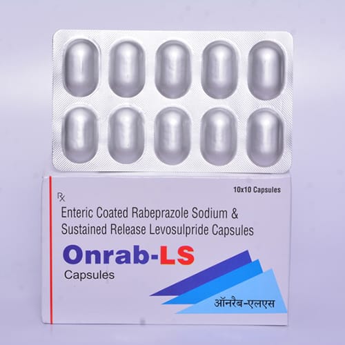 Product Name: Onrab LS, Compositions of Onrab LS are RABEPRAZOLE 20mg, LEVOSULPRIDE 75mg SR - Aeon Remedies