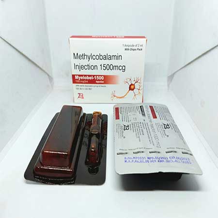 Product Name: Myelobel 1500, Compositions of Myelobel 1500 are Methylcobalamin Injection 1500 Mcg - Zumax Biocare