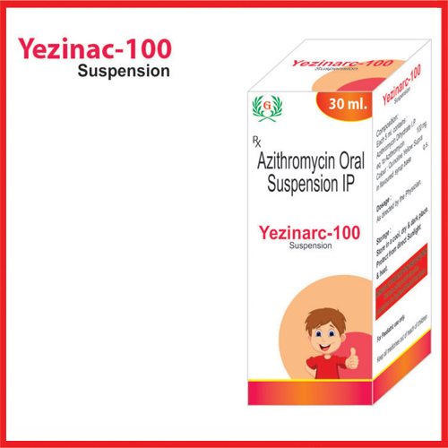 Product Name: Yezinac 100, Compositions of Yezinac 100 are Azithromycin Oral Supension IP - Greef Formulations