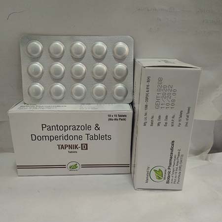 Product Name: Tapnik D, Compositions of Tapnik D are Pantoprazole Sodium & Domperidone Tablets IP - Biotanic Pharmaceuticals