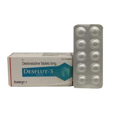 Product Name: Desflut 5, Compositions of Desflut 5 are Desloratadine  5mg  Tablets - Maksun Biotech Pvt. Ltd.