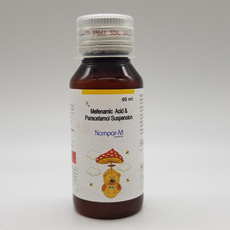 Product Name: Nompar M, Compositions of Nompar M are Mefenamic Acid and Paracetamol Suspension - Acinom Healthcare