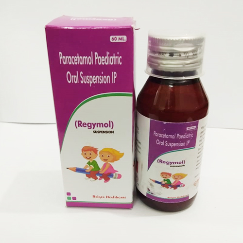 Product Name: Regymol, Compositions of Regymol are Paracetamol Paediatric Oral Suspension IP - JV Healthcare