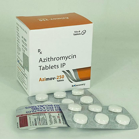Product Name: Azimov 250, Compositions of Azimov 250 are Azithromycin Tablets IP - Biodiscovery Lifesciences Pvt Ltd