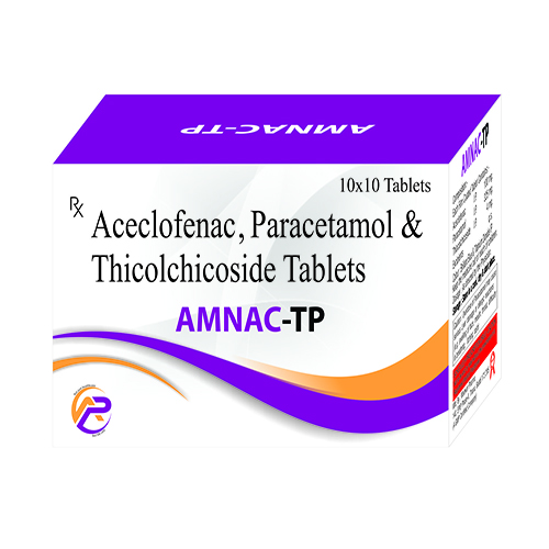 Product Name: Amnac Tp, Compositions of Amnac Tp are Aceclofenac,Paracetamol & Thicolchicoside Tablets - Ambrosia Pharma
