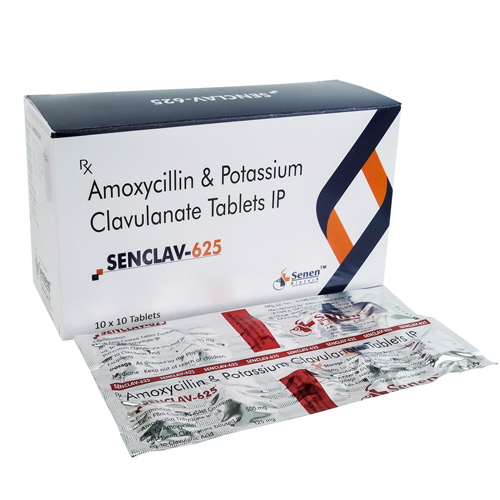 Product Name: Senclav625, Compositions of Senclav625 are Amoxycillin & Potassium Clavulanate Tablets IP - Senen Biotech