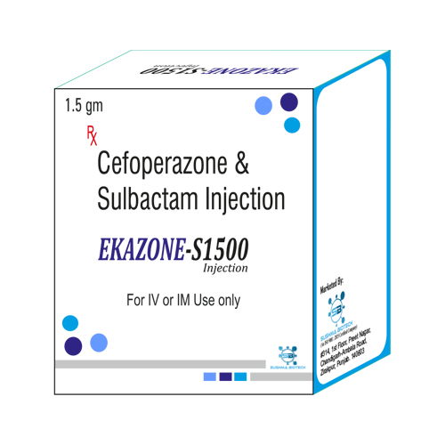 Product Name: Ekazone S 1500, Compositions of Ekazone S 1500 are Cefoperaxone & Sulbactam Injection - Sushma Biotech