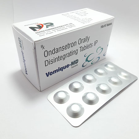 Product Name: Vomique Md, Compositions of Vomique Md are Ondansetron Orally Disintegrating Tablets Ip  - Noxxon Pharmaceuticals Private Limited