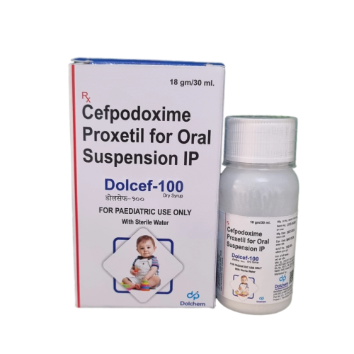 Product Name: Dolcef 100, Compositions of Dolcef 100 are Cefpodoxime  Proxetil for Oral  Suspension IP - Dolchem Pharmaceuticals Private Limited