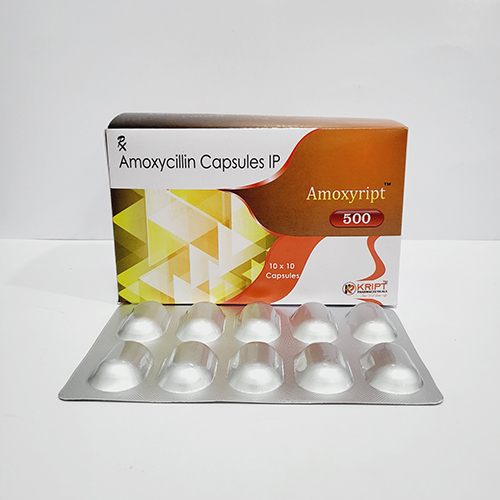 Product Name: Amoxyript 500, Compositions of Amoxyript 500 are Amoxycillin capsules IP - Kript Pharmaceuticals
