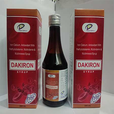 Product Name: Dakiron, Compositions of Dakiron are Iron,Calcium, Antioxidants with Methylcobalamin,Multivitamin & Multimineral Syrup - Dakgaur Healthcare