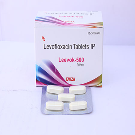Product Name: Leevok 500, Compositions of Leevok 500 are Levofloxacin Tablets IP - Eviza Biotech Pvt. Ltd