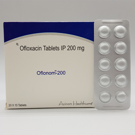 Product Name: Oflonom 200, Compositions of Oflonom 200 are Ofloxacin Tablets  IP 200 mg - Acinom Healthcare