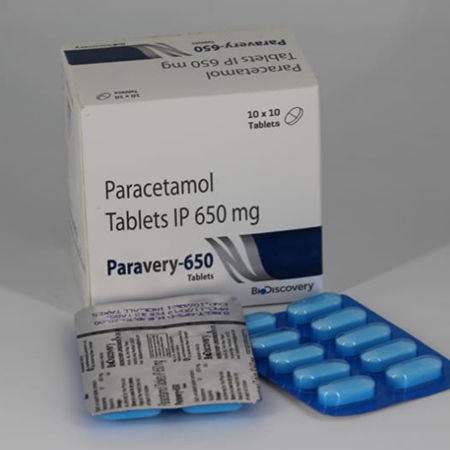 Product Name: Paravery 650, Compositions of Paravery 650 are Paracetamol Tablets IP 650mg - Biodiscovery Lifesciences Pvt Ltd