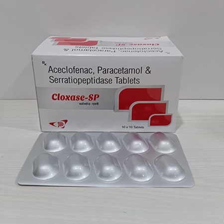 Product Name: Cloxase SP, Compositions of Cloxase SP are Aceclofenac & Paracetamol Serratiopeptidase Tablets - Soinsvie Pharmacia Pvt. Ltd