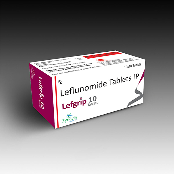 Product Name: Lefgrip 10, Compositions of Lefgrip 10 are Leflunomide Tablets IP - Zynovia Lifecare