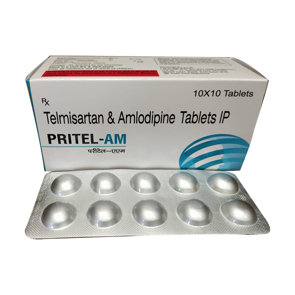 Product Name: PRITEL AM, Compositions of Telmisartan 40 mg + Amlodipine 5 mg are Telmisartan 40 mg + Amlodipine 5 mg - Fawn Incorporation