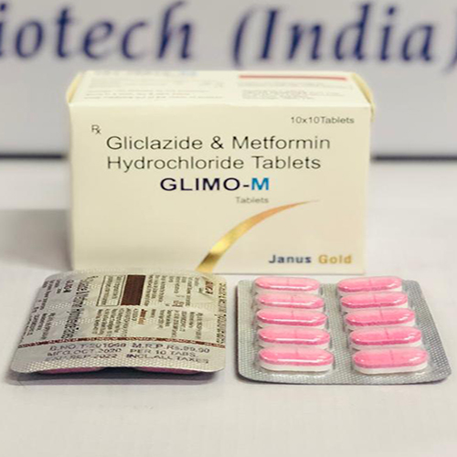 Product Name: Glimo M, Compositions of Glimo M are Gliclazide & Metformin Hydrochloride Tablets - Janus Biotech