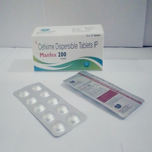 Product Name: Manfex 200, Compositions of Manfex 200 are Cefixime Dispersable Tablets IP - Aman Healthcare