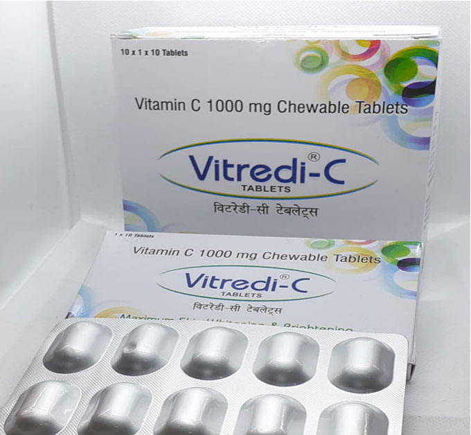 Product Name: Vitredi C, Compositions of Vitredi C are vitamin C 1000mg chewable - G N Biotech