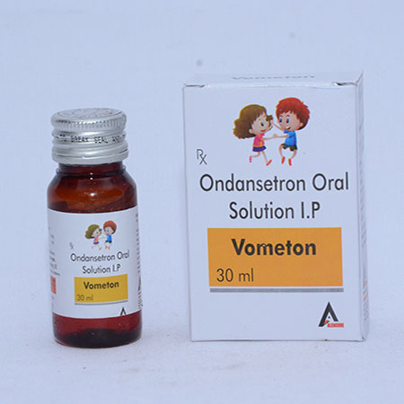 Product Name: VOMETON, Compositions of VOMETON are Ondansetron Oral Solution IP - Alencure Biotech Pvt Ltd