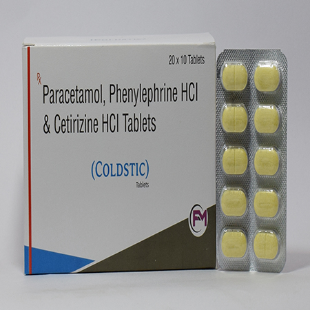 Product Name: Coldstic, Compositions of Coldstic are Paracetamol, phenylephrine Hcl & Cetirizine Hcl Tablets - Meridiem Healthcare