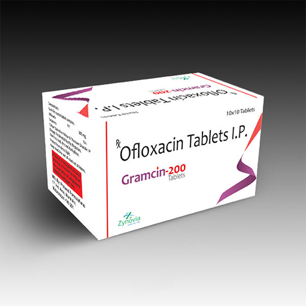 Product Name: Gramcin 200, Compositions of Gramcin 200 are Ofloxacin Tablets I.P - Zynovia Lifecare