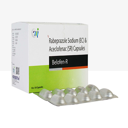 Product Name: BELOFEN R, Compositions of BELOFEN R are Rabeprazole Sodium (EC) & Aceclofenac (SR) Capsules - Mediquest Inc