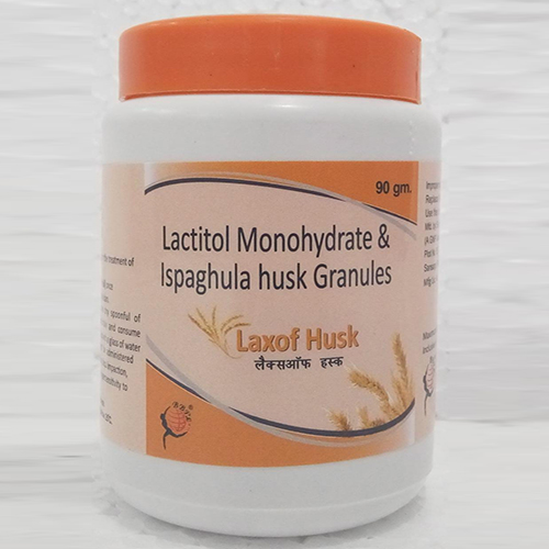 Product Name: LAXOF HUSK, Compositions of LAXOF HUSK are Lactitol Monohydrate & Ispaghula husk Granules - Biomax Biotechnics Pvt. Ltd