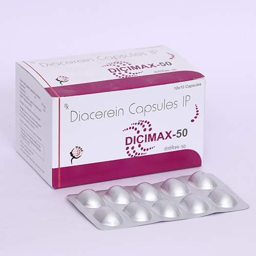 Product Name: DICIMAX 50, Compositions of DICIMAX 50 are Diacerein Capsules - Biomax Biotechnics Pvt. Ltd