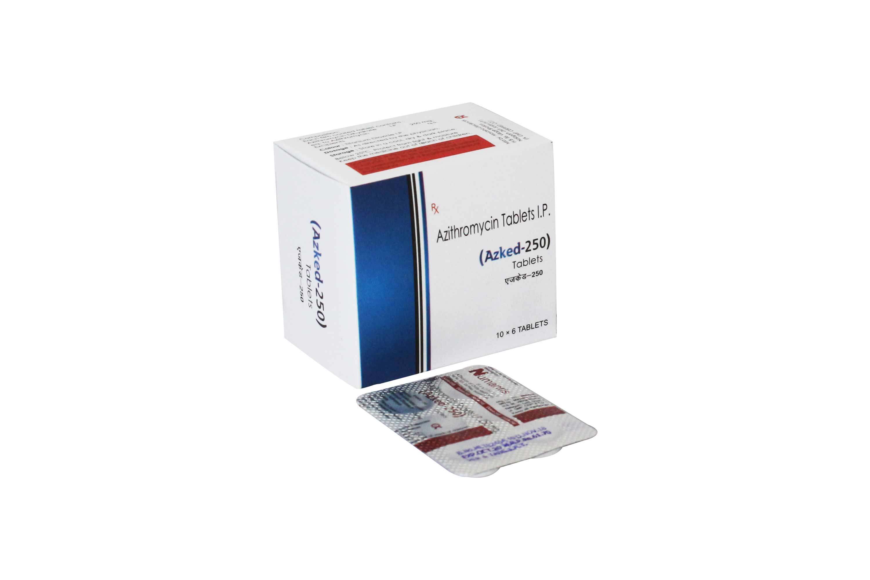 Product Name: Azked 250, Compositions of Azked 250 are Azithromycin tablets I.P.  - Numantis Healthcare