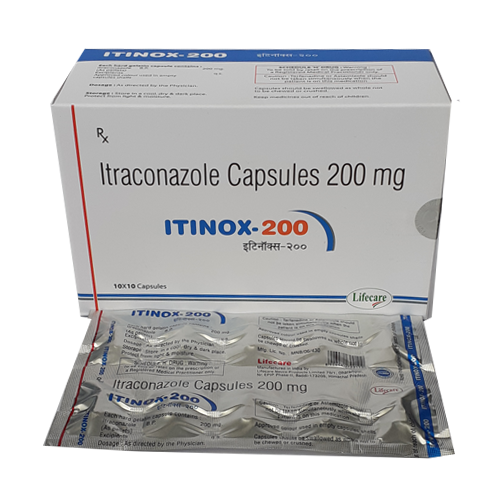 Product Name: Itinox 200, Compositions of Itinox 200 are Itraconazole Capsules 200mg - Lifecare Neuro Products Ltd.