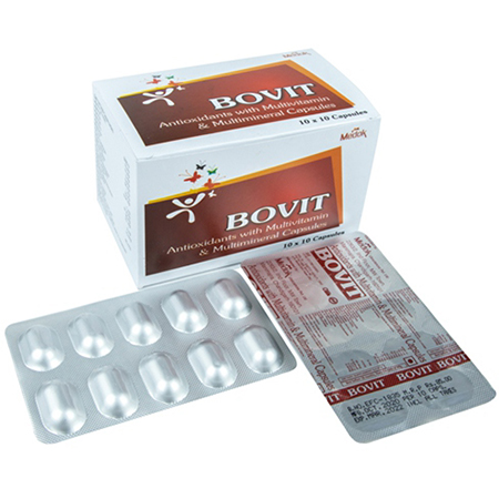 Product Name: Bovit, Compositions of Bovit are Antioxidants with Multivitamin & Multiminerals Capsules - Medok Life Sciences Pvt. Ltd