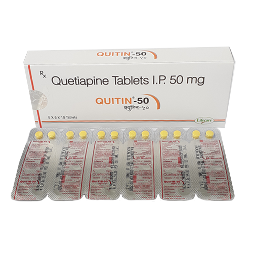 Product Name: Quitin 50, Compositions of Quitin 50 are Quetiapine Tablets IP 50mg - Lifecare Neuro Products Ltd.